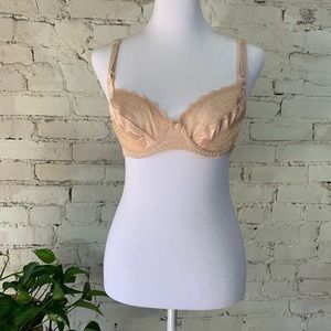 Vintage lace bra peach pink nude 34B